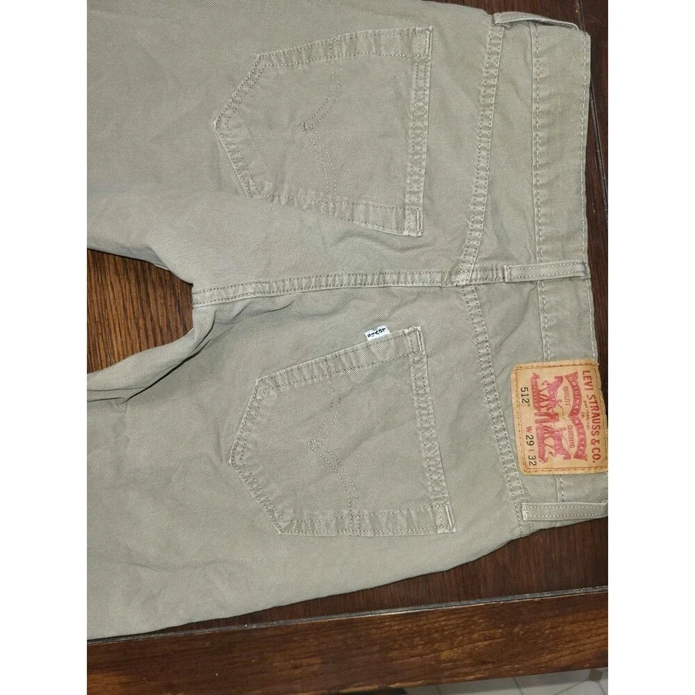 Levis 512 Mens Slim Taper Khaki Tan White Tab Stretch Jeans 29x30